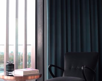 Dark Teal Velvet Curtain Panel, Custom Made Luxury Home Decor
