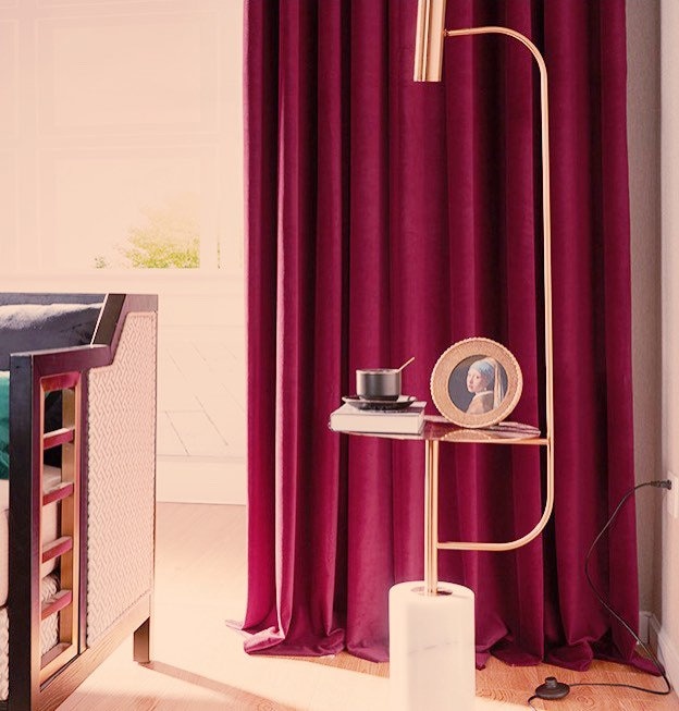 Custom Pink / Red Velvet Curtains Luxury Vintage Style Home 