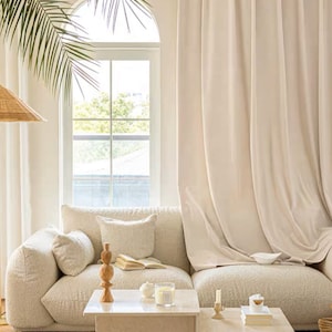 Eggshell White Curtain Panel for Living Room, Contemporary Embossed ...