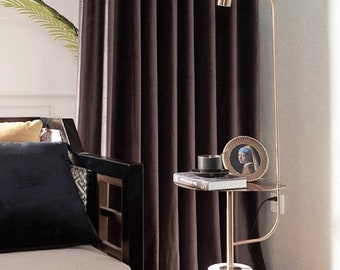Brown Velvet Curtain Panel, Vintage Bohemian Style, Custom Drapery