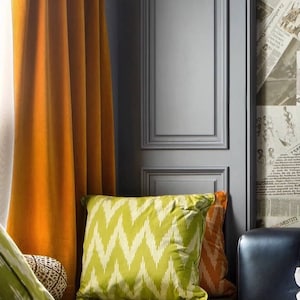 Luxury Gold Velvet Curtains, Vintage Style Rod Pocket Curtain Panels, Custom Window Drapes