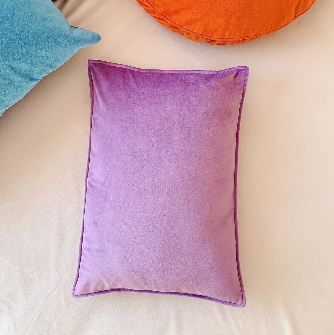 Lavender Purple Lumbar Cushion Luxury Velvet Throw Pillow Etsy
