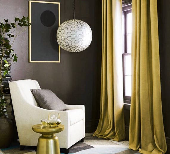 Curtains Luxury Curtains Gold Green Velvet Curtains Window Etsy