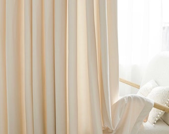 Creamy White Velvet Curtain, Rod Pocket Drapery, Custom Home Decor
