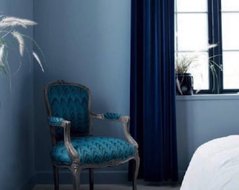 Dark Blue Luxury Velvet Curtains, Custom Made Vintage Style Bohemian Window Drapes