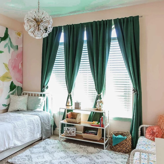 Emerald Green Luxury Matt Velvet Curtains Custom Made Etsy