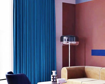 Living Room Blue Velvet Custom Curtains Bedroom Blackout Curtains with Blue Kitchen Window Curtains