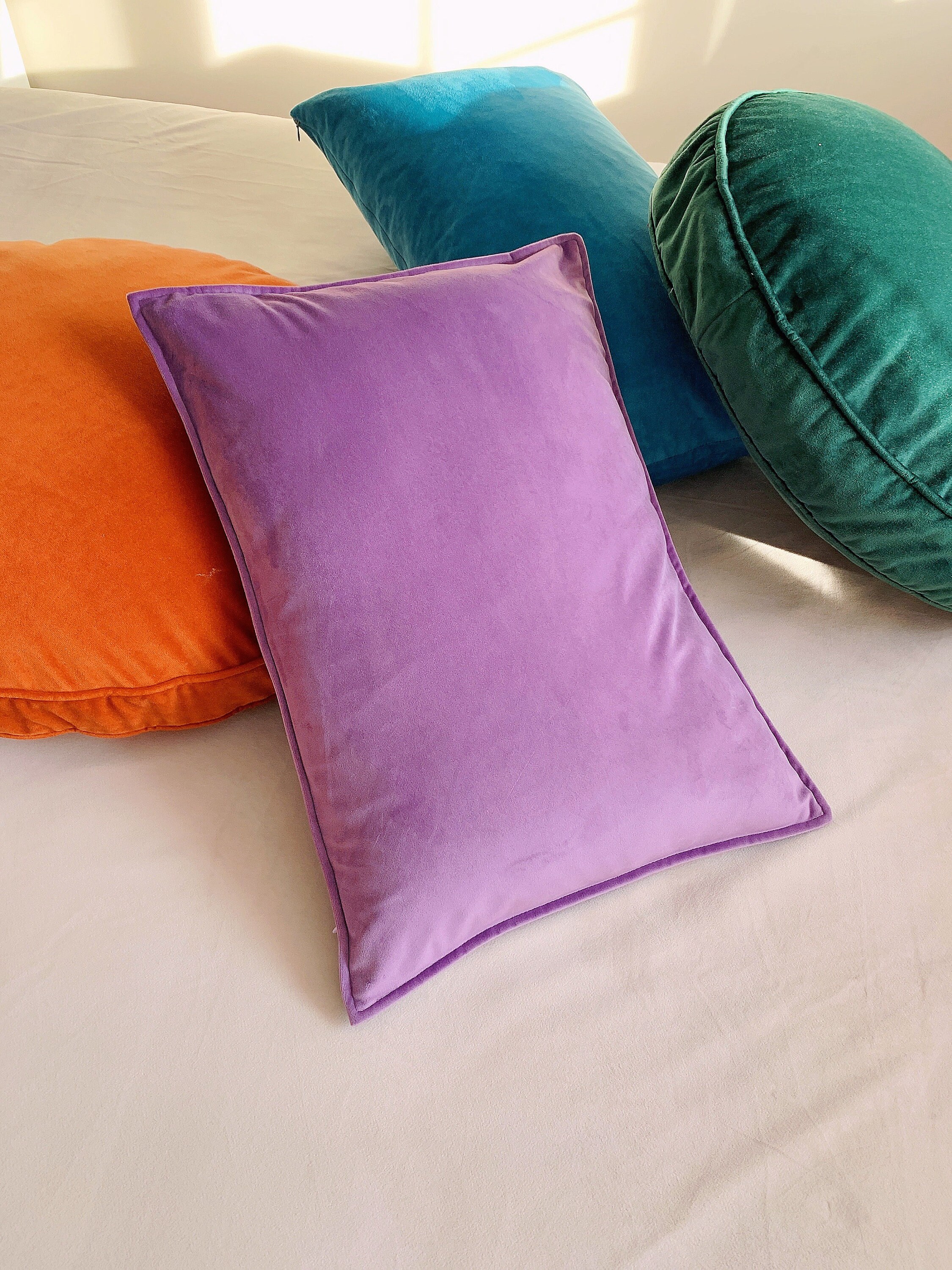 Lavender Purple Lumbar Cushion Luxury Velvet Throw Pillow Etsy