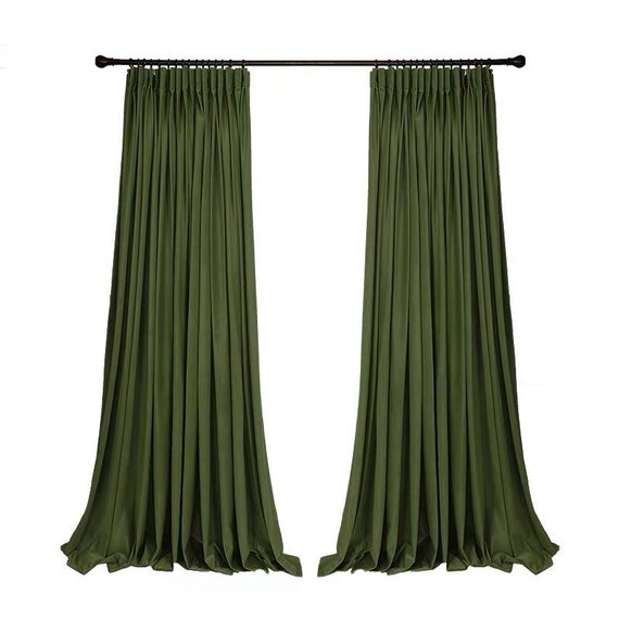 Olive Green Luxury Matt Velvet Curtains Custom Made Curtain Etsy