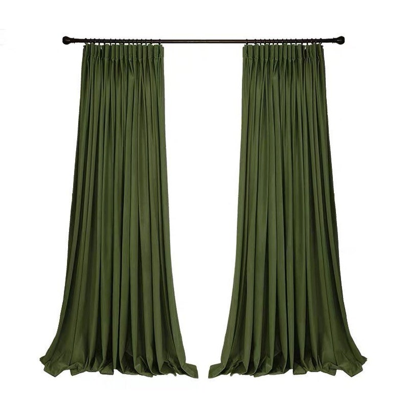 Olive Green Luxury Matt Velvet Curtains / Custom Made Curtain | Etsy