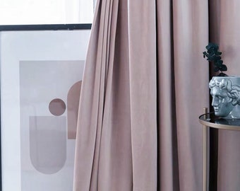 Dusty Pink Velvet Curtains, Vintage Boho Window Treatment