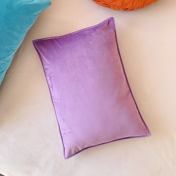 Lavender Purple Lumbar Cushion Luxury Velvet Throw Pillow Cover Etsy