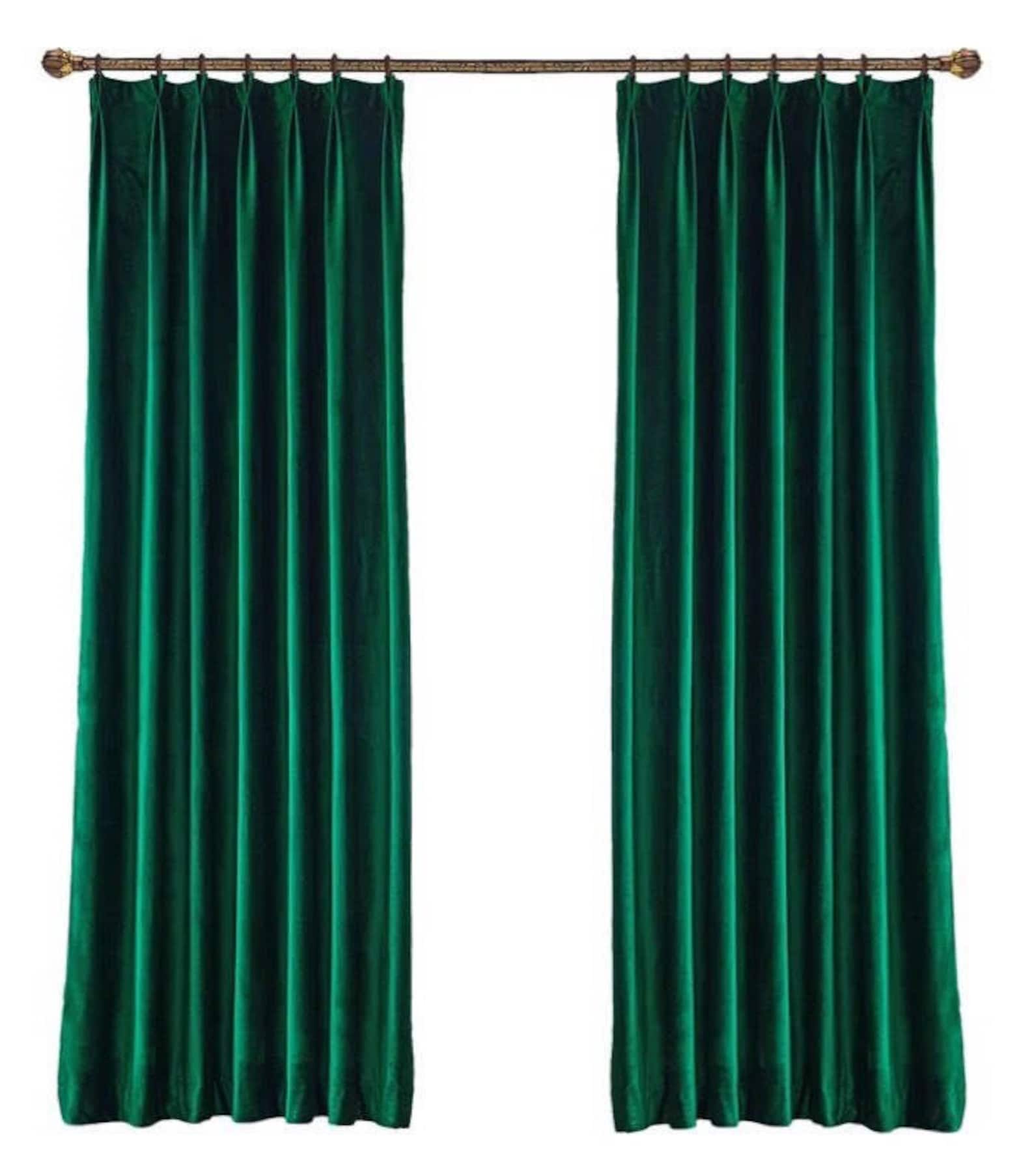 Luxury Green Velvet Curtains Rod Pocket Window Drapes Etsy
