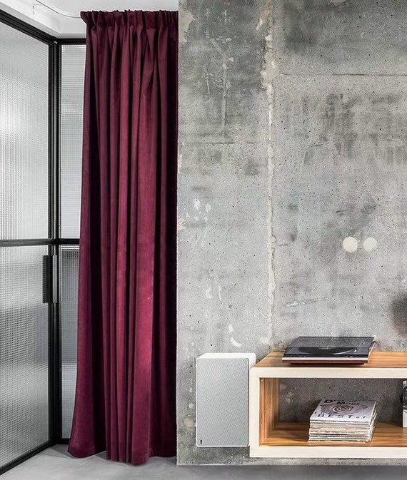 Burgundy Red Luxury Matt Velvet Curtains Custom Made Curtain Etsy