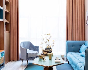 Rose Gold Velvet Curtain Panel, Rod Pocket Style