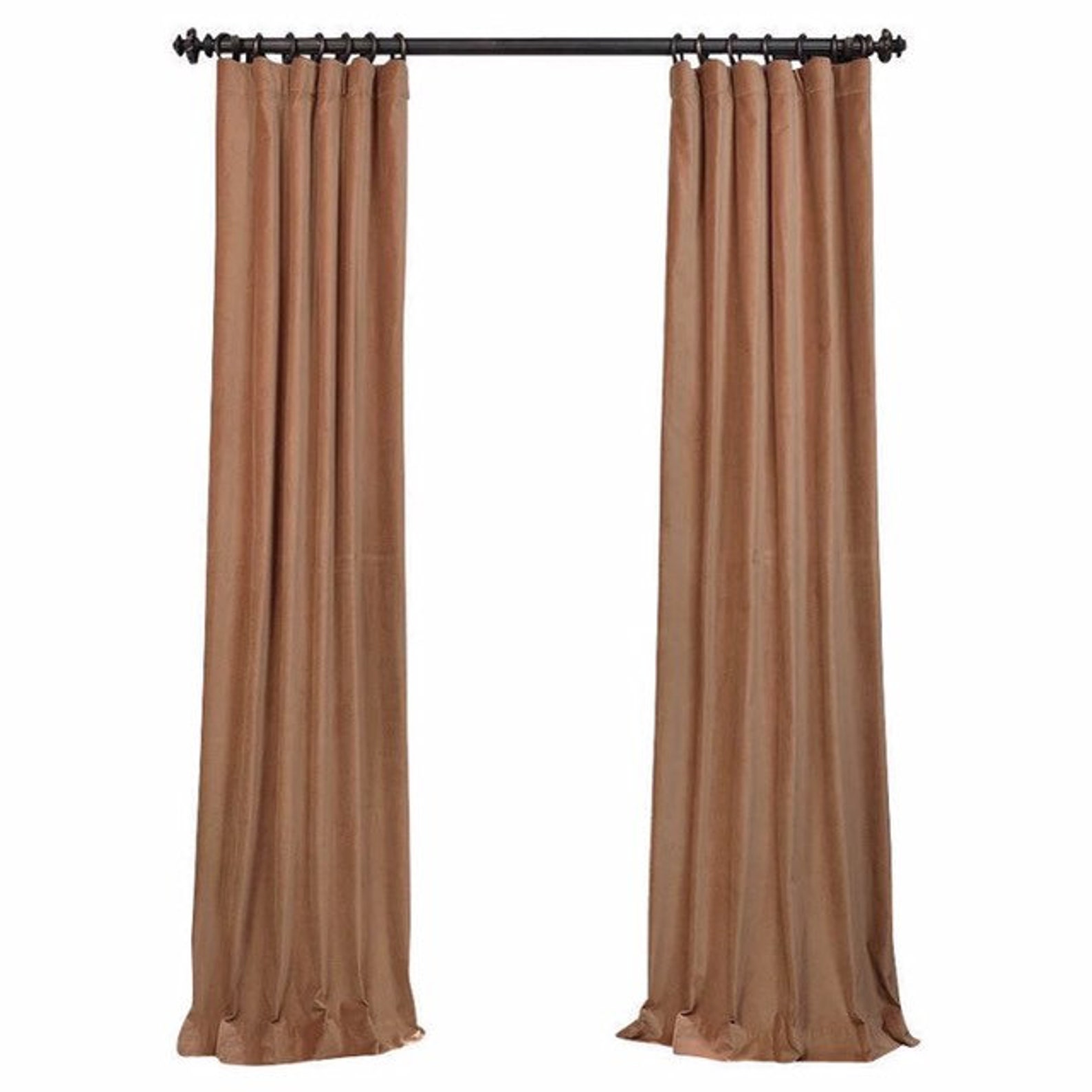 Luxury Rose Gold Matte Velvet Curtains Vintage Style Living Etsy