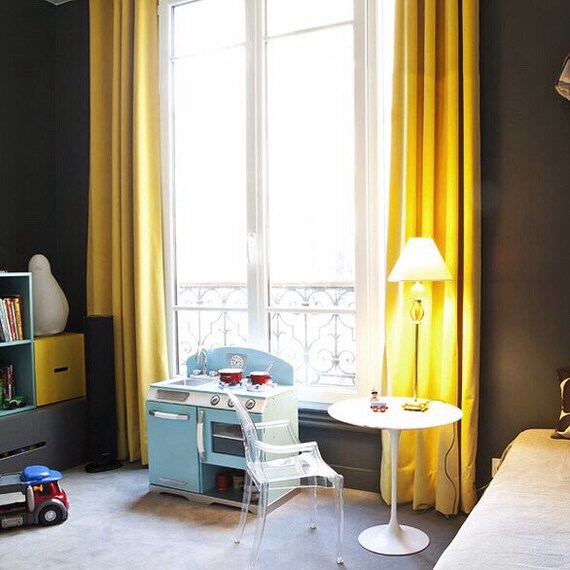 Canary Yellow Luxury Matt Velvet Curtains Custom Made Etsy