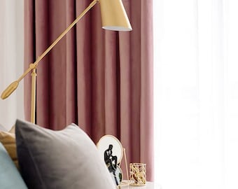 Blackout Luxury Velvet Curtains, Custom Made Curtain Panels, Pink Rod Pocket Drapes