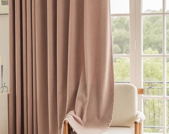 Pale Pink Embossed Blackout Chenille Curtain Panel, Luxury Home Décor Window Treatment