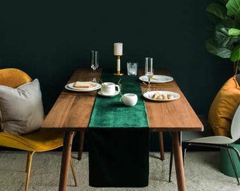 Custom Green Velvet Runner | Vintage Holiday Dining Decor