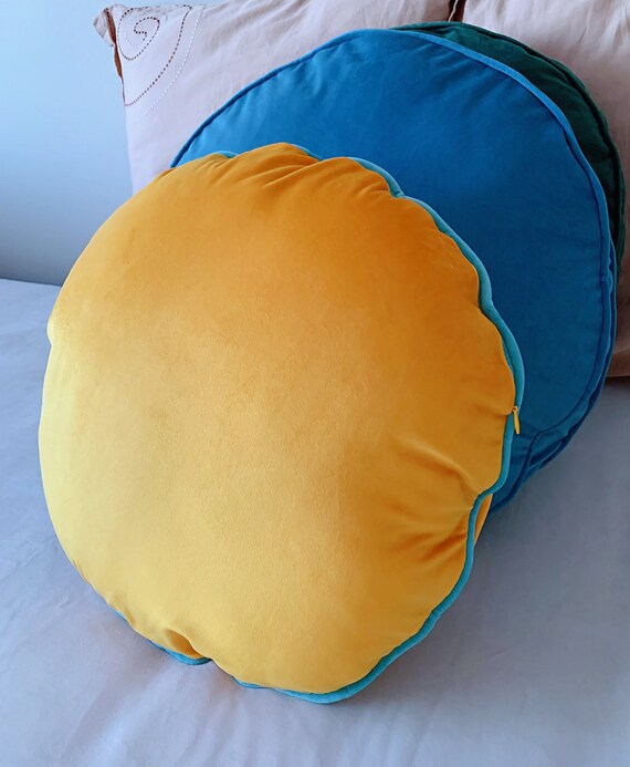 Honey Yellow Velvet Cushion Cover Round Throw Pillow Couch