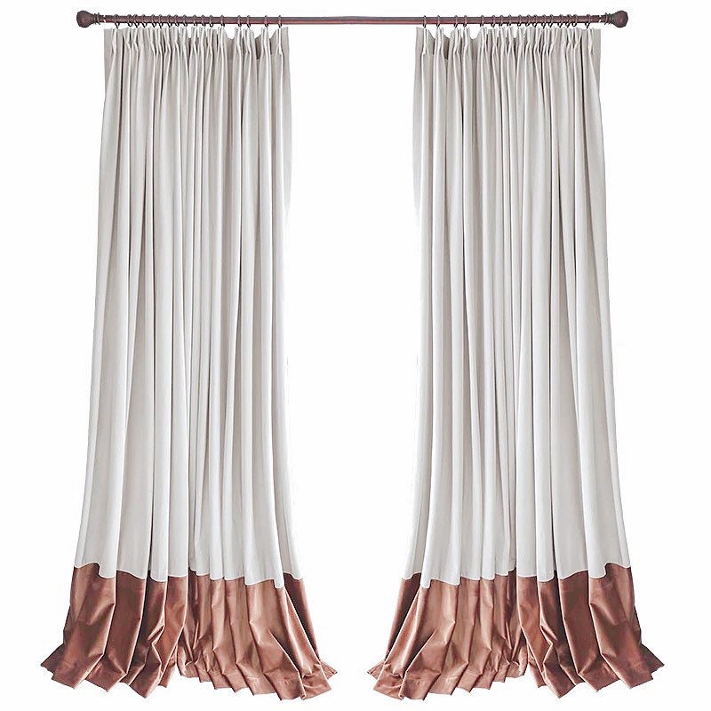 Color Block Curtains Mist Grey & Rose Gold Living Room Etsy