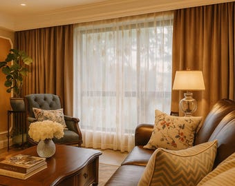 Luxury Mocha Brown Velvet Curtains, Rod Pocket Style, Home Decor