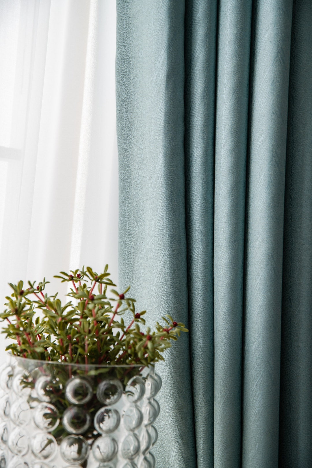 Light Blue Blackout Curtains With Lurex Threads Nursery Etsy