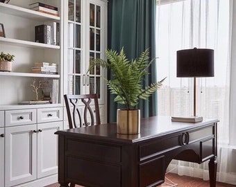 Night Green Velvet Curtains, Custom Rod Pocket Window Treatment