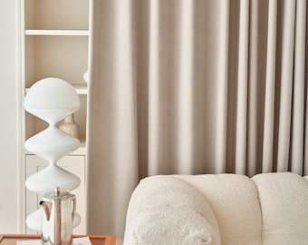 Eggshell White Chenille Curtain Panel, Embossed Blackout, Living Room