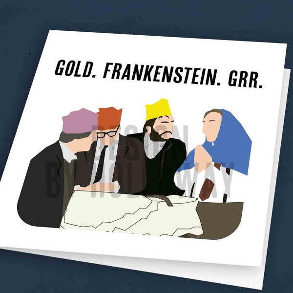 Gold. Frankenstein. Grr. Bottom-inspired | Christmas card Greeting Card