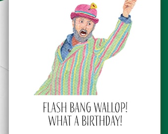 David Mitchell Birthday Card | Flash Bang Wallop What A Birthday | Funny Comedy Birthday Card | British Humour Gift | Mitchell & Webb Fan