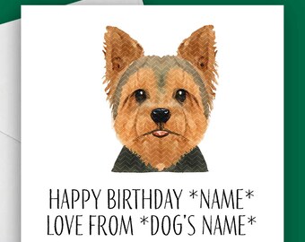 Yorkshire Terrier Birthday Card, Funny Yorkie Dog Card, Yorkie Lover Gift, Birthday Card for Dog Mum or Dog Dad
