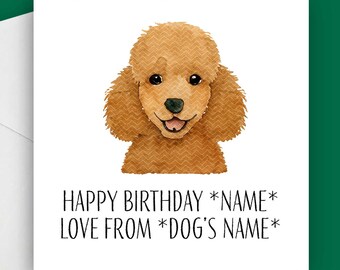 Poodle Birthday Card, Funny Poodle Dog Card, Poodle Lover Gift, Cute Birthday Card for Dog Mum or Dog Dad