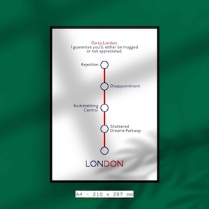 Alan Partridge "Go to London" Citazione Mappa / Poster Minimal Artwork