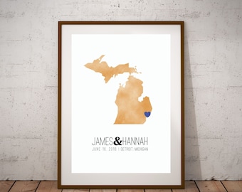 Personalized State Art, Personalized State Map Printable for Wedding Gift, Engagement Gift, or Anniversary gift, Gift For Couples