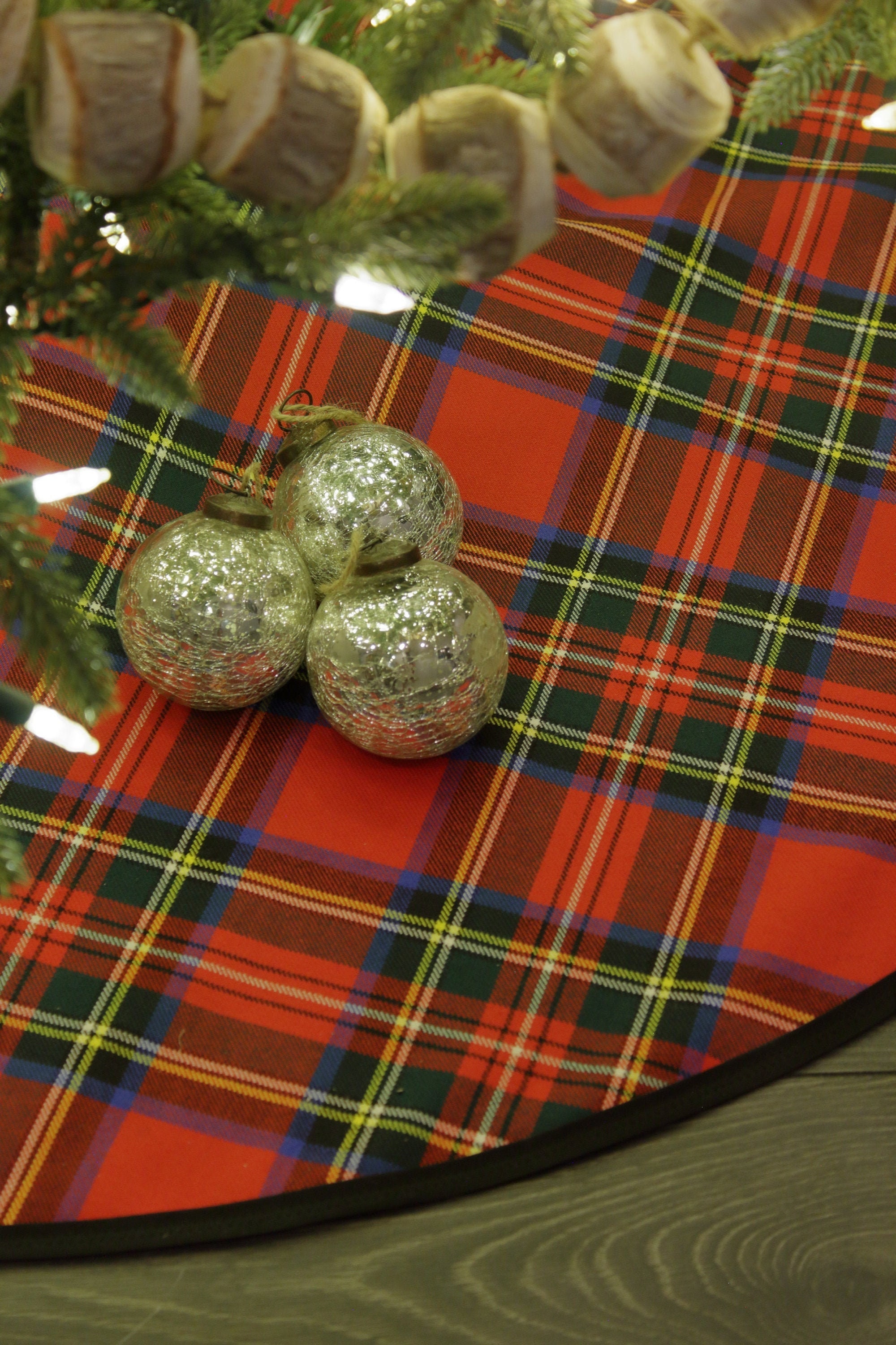 Stewart Royal Modern Tartan New Wool Christmas Tree Skirt. Premium