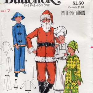 Vintage 1970s Butterick Pattern 5103: Boys’ Costumes. Santa, Chef, Jester. Size 7. UNCUT