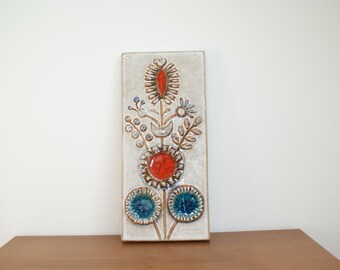 Large Wallhanging relief from Danish pottery Soholm ( Søholm ), Bornholm, model 3553, Denmark. Mid century pottery.