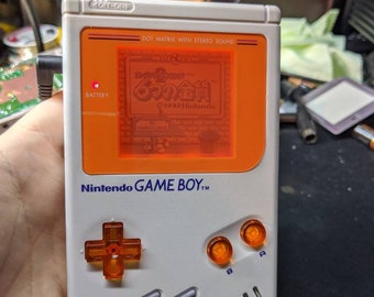 Customized/Modded Game Boy (Orange Bezel) DMG-001 with Orange Back-Light