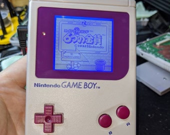 Customized/Modded Game Boy (Purple Bezel) DMG-001 with Biverted White Back-Light