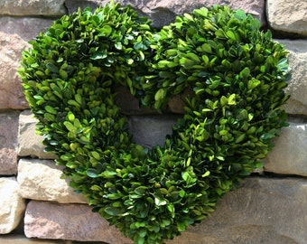 Large Heart Preserved Boxwood Wreath 16"-Year Round Wreath-Door Wreath-Farmhouse Wreath-Spring Boxwood Wreath-Valentine's Day-Wedding