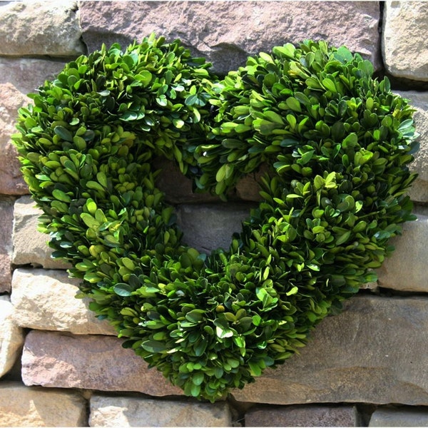 Large Heart Preserved Boxwood Wreath 16"-Year Round Wreath-Door Wreath-Farmhouse Wreath-Spring Boxwood Wreath-Valentine's Day-Wedding
