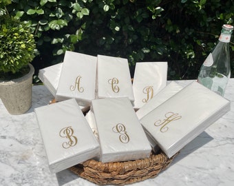 GUEST TOWELS Initial (Antoinette) Gold or Silver Imprint-Disposable