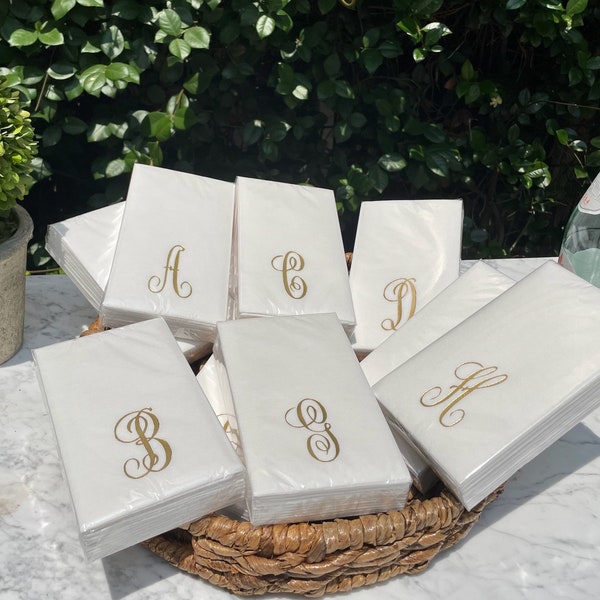 GUEST TOWELS Initial (Antoinette) Gold or Silver Imprint-Disposable