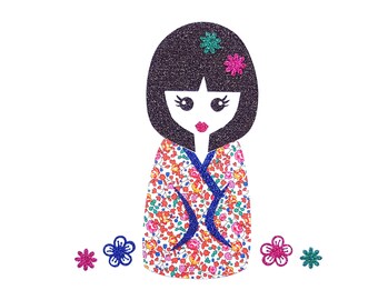 ROSE rose Glitter 7 cm Patch thermocollant hotfix custom