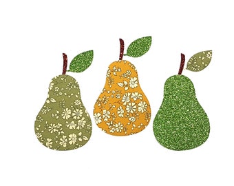 Set of 3 pears patches for personalize clothing
