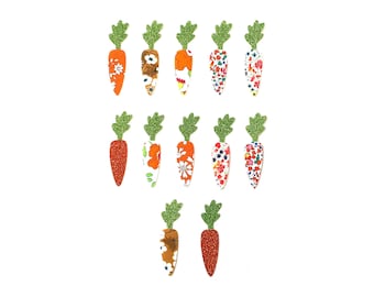 Set of 12 carrots iron on for personalize clothing