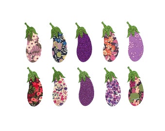 Set of 10 iron on eggplants for personalize clothing