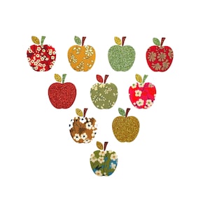 Lot de petites pommes thermocollantes pour personnaliser vêtements, sacs, coussins, trousses, cartable, linge de table...